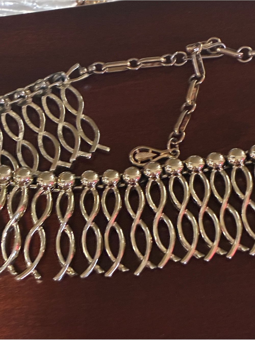 Gold Coro Dangle Link Choker Necklace - Women Jewelry very elegant - Picture 5 of 8
